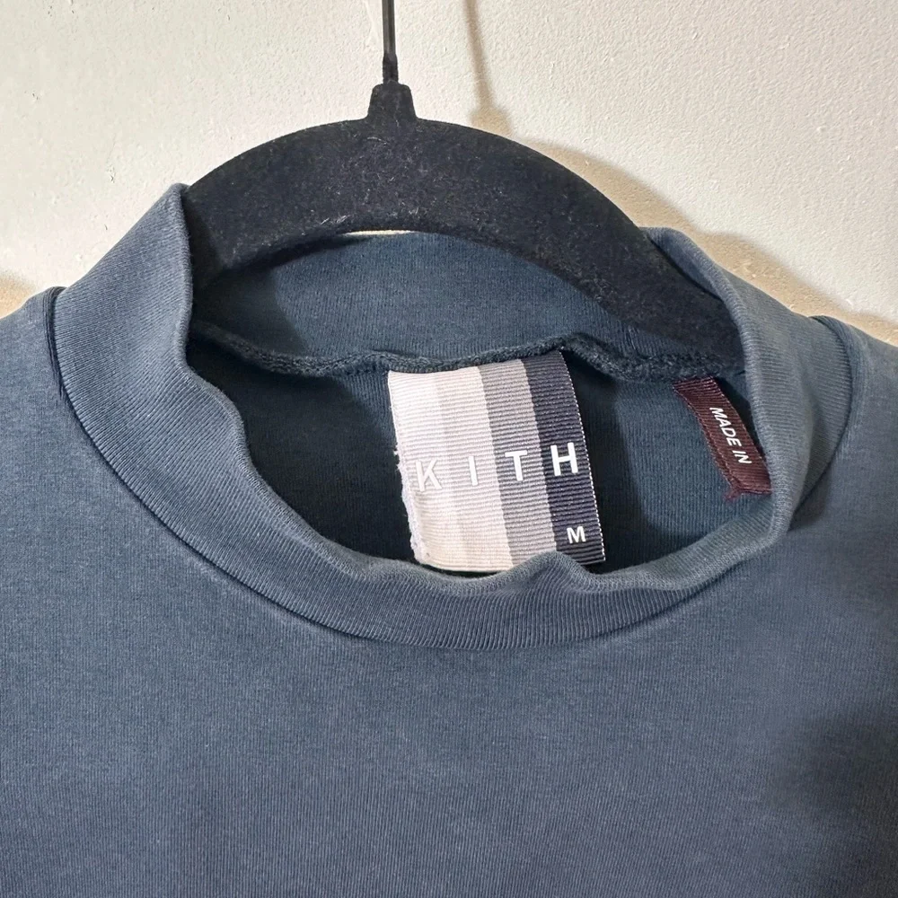 KITH Lenox mock neck box logo long sleeve sweatshirt size M navy - Picture 7 of 12